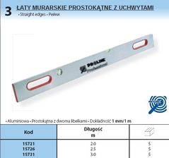 Zdjęcie PROLINE łATA MURARSKA PROSTOKĄTNA z UCHWYTAM 15731 - Sopot