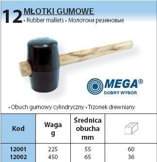 MEGA MłOTEK GUMOWY WAGA 225 g 12001