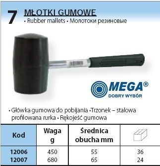MEGA MłOTEK GUMOWY WAGA 450g 12006