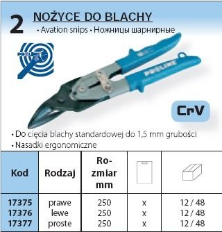 PROLINE NOŻYCE DO BLACHY CrV ROzMIAR 250 mm (17376)