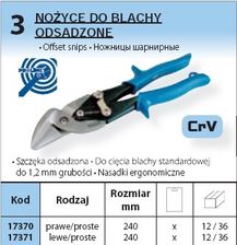 Zdjęcie PROLINE NOŻYCE DO BLACHY ODSADzONE CrV ROzMIAR 240 mm (17371) - Mrocza