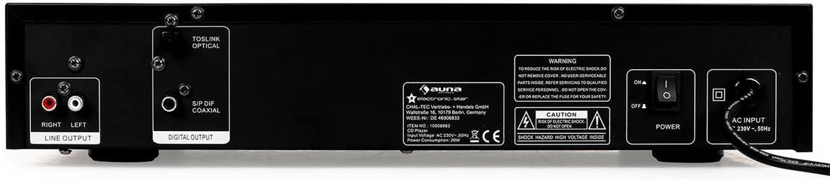 auna AV2-CD509 Lecteur MP3 CD USB noir Noir