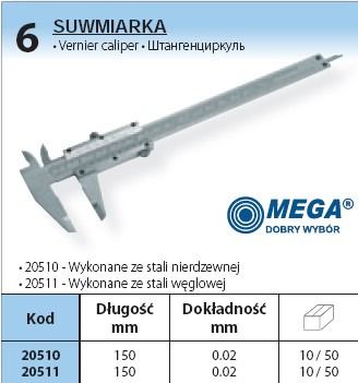 MEGA Suwmiarka 150 mm 20511