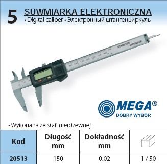 MEGA Suwmiarka elektroniczna 150 mm 20513