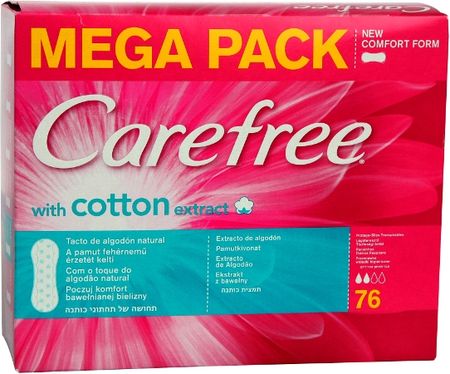 CAREFREE 76szt With Cotton Extract Mega Pack Wkładki