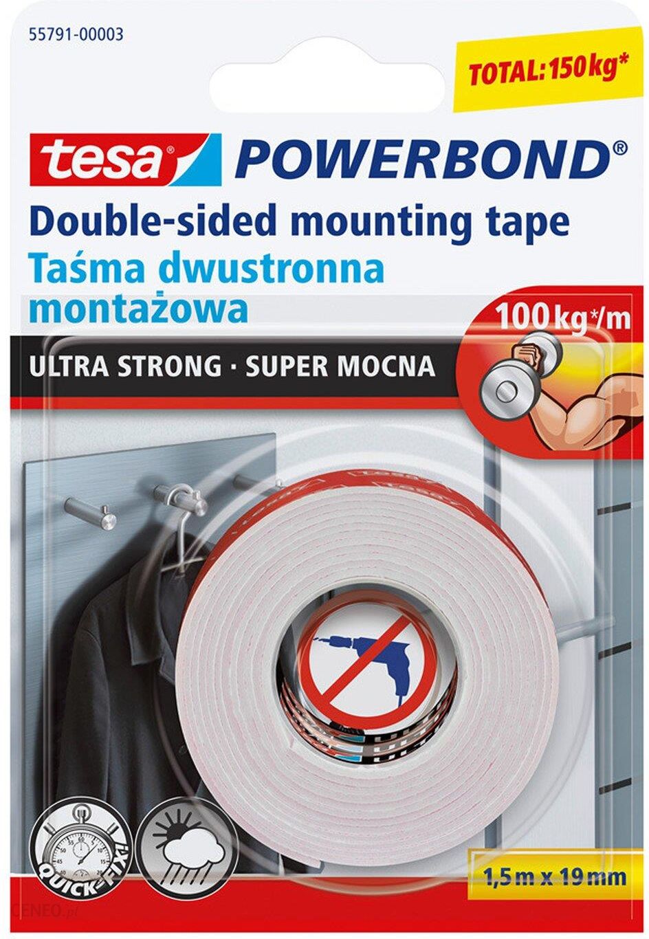 Tesa Taśma dwustronna montażowa Super Mocna Powerbond przezroczysty (55791)