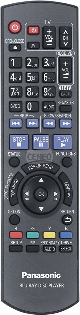 AULCMEET N2QAYB001029 Telecomando Sostituzione per Panasonic Blu-ray Disc DVD Player DMP-BD83 DMP-BD833 DMP-BD84 DMP-BD843 DMP-BD83GN DMP-BD84GN DMP- BDT165 DMPBDT167 DMP-BDT168 DMP-BD833GN