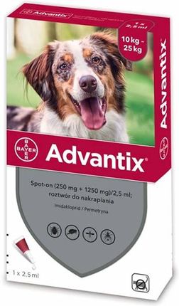 Bayer Krople do nakrapiania ADVANTIX dla psów o masie 10-25KG 1 pipeta X 2.5ML