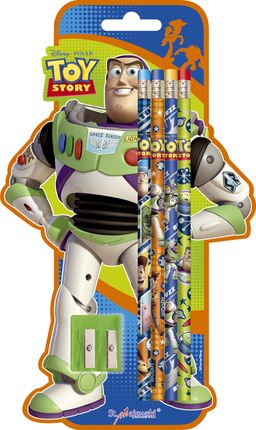 St. Majewski Toy Story Ołówki Z Gumką 4 Sztuki + Temperówka