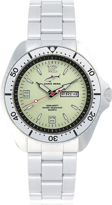 Chris Benz CBO.B.KB.SW Orologio Uomo, Cassa 39 Mm In Acciaio, Quadrante Blu, Lunetta Girevole, Cinturino In Gomma Nera, 20 Bar - 4