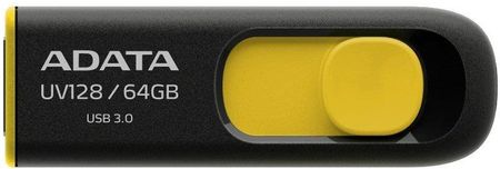Adata USB UV128 Classic 64GB Czarny/Żółty (AUV12864GRBY)