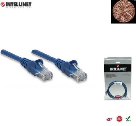 Intellinet kabel krosowy RJ45, snagless, kat. 5e UTP, 15m niebieski - 100% miedź