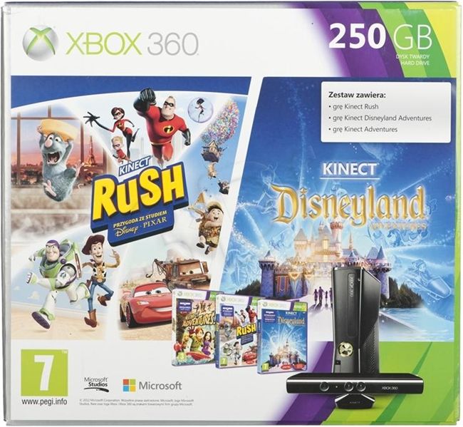 Microsoft Xbox 360 250GB + Kinect + Kinect Adventures + Kinect Rush A ...