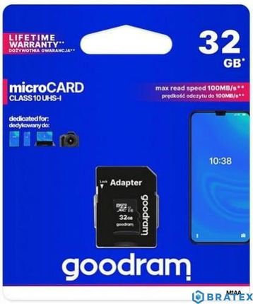 Goodram microSDHC 32GB Class 10 UHS-I (SDU32GHCUHS1AGRR10)