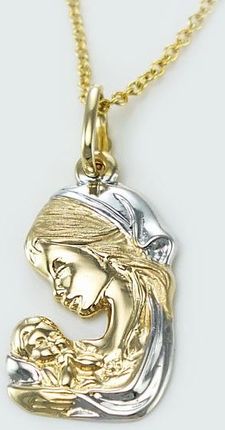 NorbiSrebro Wisiorek złoty Matka Boska z Dzieciątkiem pr 585