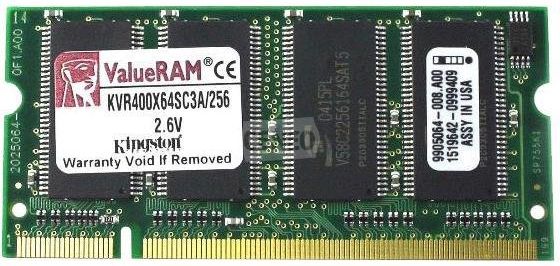 Pamięć RAM Kingston 256MB 400MHz DDR Non-ECC CL3 SO-DIMM (KVR400X64SC3A ...