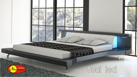 Marcus Meble łóżko tapicerowane do sypialni Soul LED 200x200 skóra naturalna