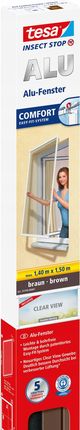 Tesa Moskitiera na okno rama aluminiowa COMFORT 1,4m x 1,5m brązowa