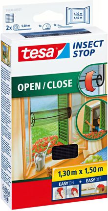 Tesa Moskitiera na okno z łatwym otwieraniem 1,3m x 1,5m czarna