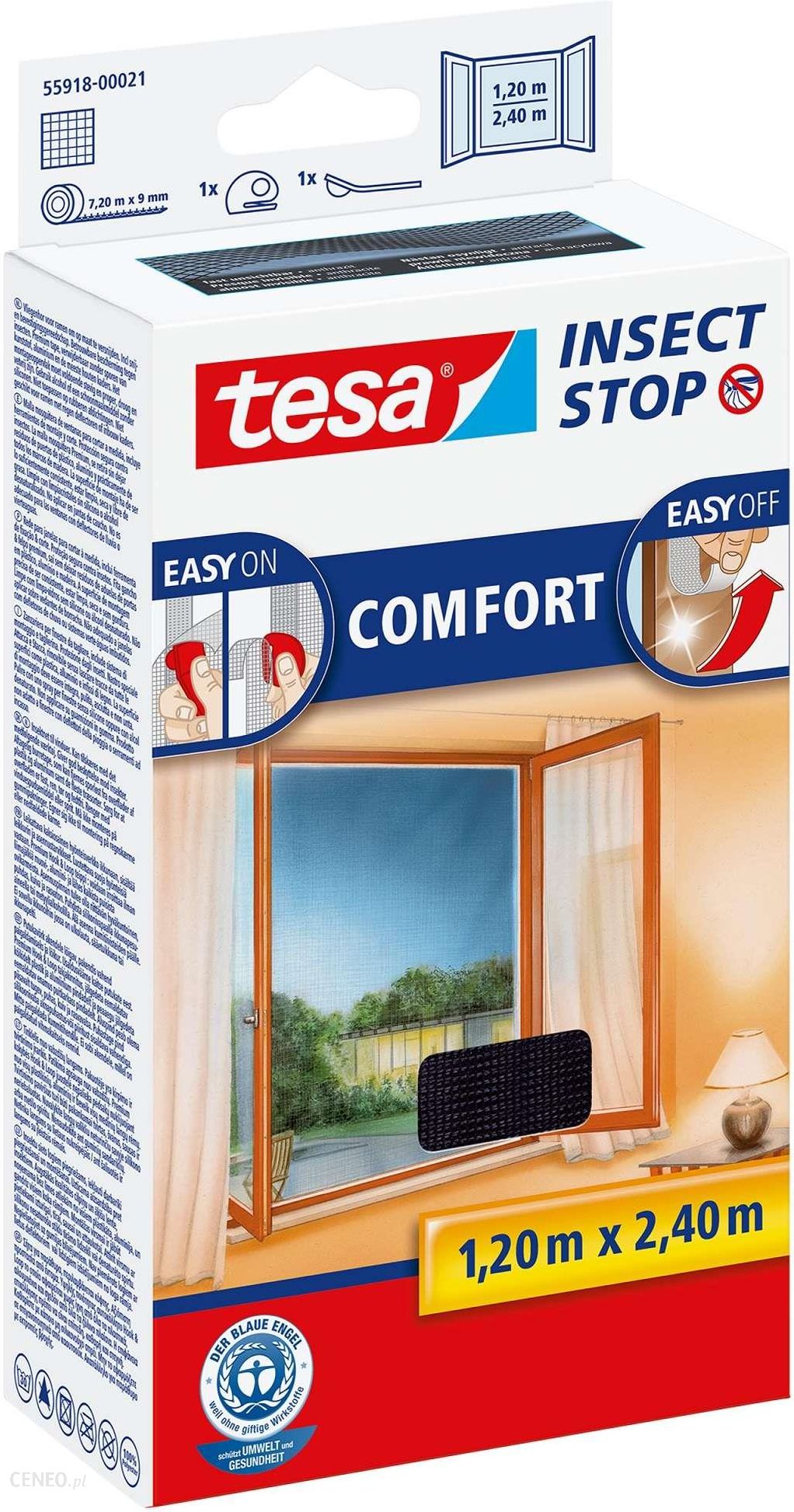 Tesa Moskitiera na okno COMFORT 1,2m x 2,4m czarna