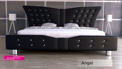 Estilo Łóżko Tapicerowane Angel Z Kryształami Skóra Naturalna 180x200 an