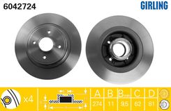 TARCZA HAMULCOWA 274X11 P 4-OTW RENAULT MEGANE SCENIC 1.6/1.8/2.0 TYŁ SZT GIRLING 6042724