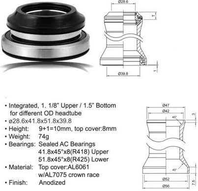Author Stery Aco-Hs40 Integrated 1-1/8"-1,5"