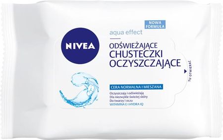 Nivea Aqua Effect odświeżające chusteczki oczyszczające do cery normalnej i mieszanej (Refreshing Facial Cleansing Wipes) 25 pcs