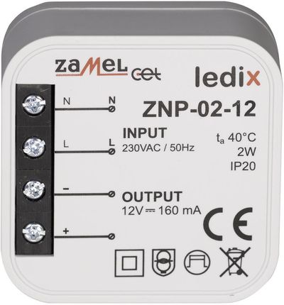 Ledix Zamel Zasilacz ZNP-02-12 12 V DC 2 W LDX10000026