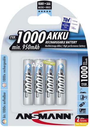 Ansmann 1x4 NiMH Akku 1000 Micro AAA 950 mAh (5030882)