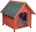 Sunnypet Woody buda z płaskim dachem i plastikowymi drzwiczkami - S: dł. x szer. x wys.: 85 x 57 x 58 cm