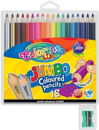 Colorino Kids Kredki ołówkowe okrągłe Jumbo 18 kolorów + temperówka 33114PTR