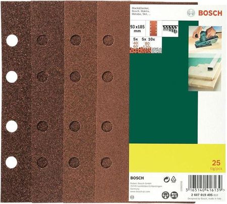 Bosch Zestaw tarcz szlifierskich delta ziarnistość: 80 93 x 185 mm 25 szt. 2607019495