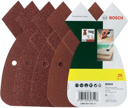 Bosch Zestaw arkuszy papieru ściernego perforowanych rna ziarnisto 102 x 62 mm 25 szt. 2607017113