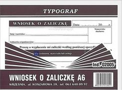Zdjęcie Typograf Druk Wniosek O Zaliczkę 2005 - Lędziny
