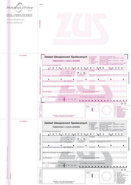 Michalczyk Druk Polecenie Przelewu Zus 2 Odc A4 100szt F 101 2