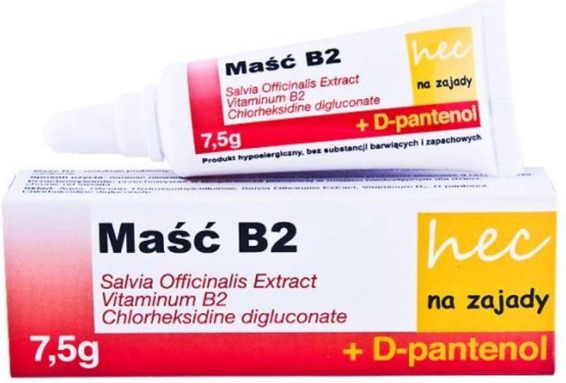 Maść B2 Hec na zajady 7,5g - zdjęcie 1 Maść B2 Hec na zajady 7,5g