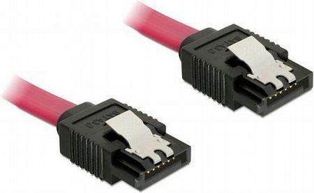 Delock kabel SATA III 6Gb/s Metalowe zatrzaski 50cm płaski czerwony (82677)