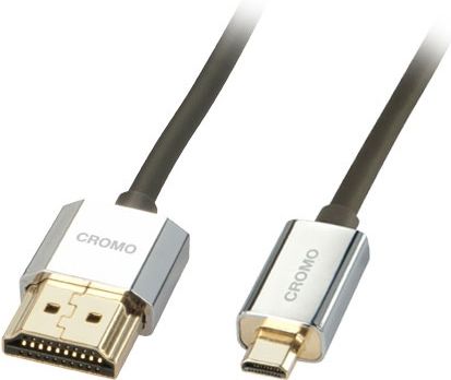 Lindy 41680 płaski Kabel HDMI - Micro HDMI (typu D) 1.4a High Speed Cat2 Ethernet,  Slim - 0,5m