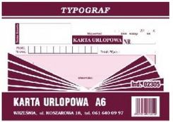 Zdjęcie Druk Karta urlopowa offsetowa A6 Typograf 02305 - Kęty