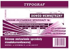 Zdjęcie Druk Dzienne zestawienie sprzedaży nieudokumentowanej A6 Typograf 02140 - Tomaszów Lubelski