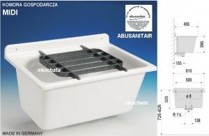 ABU-Plast Komora pralnicza 61x45,5 granit (703324) 60003B6 (Pyramis 070003301) + akcesoria