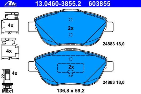 Ate Klocki Hamulcowe 13.0460-3855.2