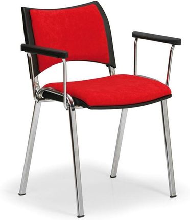 B2B Partner Krzesła Konferencyjne Smart - Chromowane Nogi, Z Podłokietnikami Czerwony