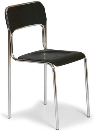 B2B Partner Plastikowe Krzesło Kuchenne Aska - Chromowane Nogi Czarny