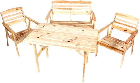 Zestaw mebli ogrodowych stół + ławeczka + 2 krzesła
