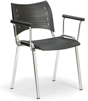 B2B Partner Plastikowe Krzesła Smart - Chromowane Nogi Z Podłokietnikami Czarny