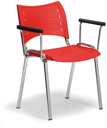 B2B Partner Plastikowe Krzesła Smart - Chromowane Nogi Z Podłokietnikami Czerwony