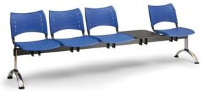 B2B Partner Plastikowe Ławki Visio, 4 Siedzenia + Stołek, Chromowane Nogi Czarny
