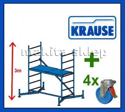 Krause Rusztowanie robocze aluminiowe + rolki jezdne ClimTec wys.r.=3m pomost= 0,6 x 1,5 m (710116+714169)